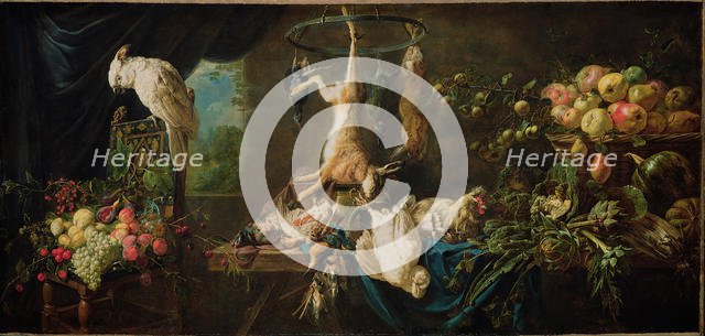 Still Life with Game, Vegetables, Fruit and Cockatoo, 1650. Artist: Utrecht, Adriaen van (1599-1652)