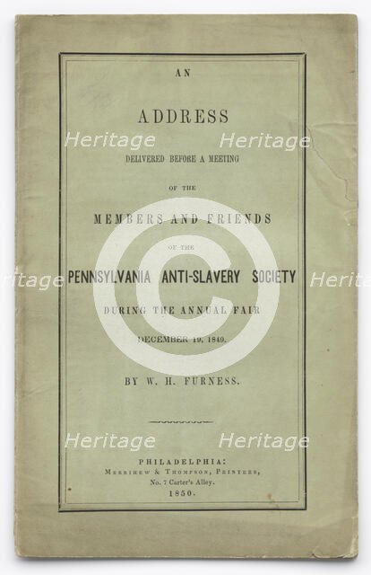 'An Address Delivered Before a Meeting of the Members and Friends of the Pennsylvania'..., 1850. Creator: Unknown.