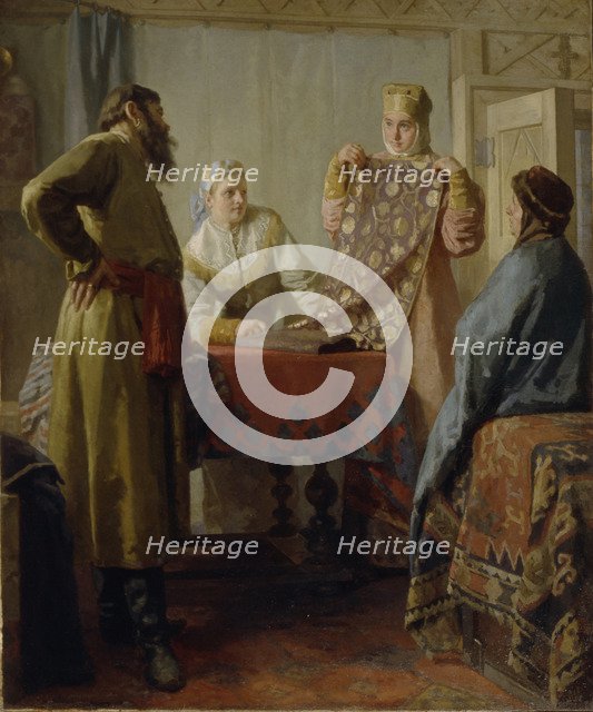 Scene from everyday life of the 17th century, Mid of the 19th cen.. Artist: Nevrev, Nikolai Vasilyevich (1830-1904)