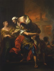 Aeneas Rescuing his Father from the Fire at Troy, mid-18th century. Creator: Carle van Loo.