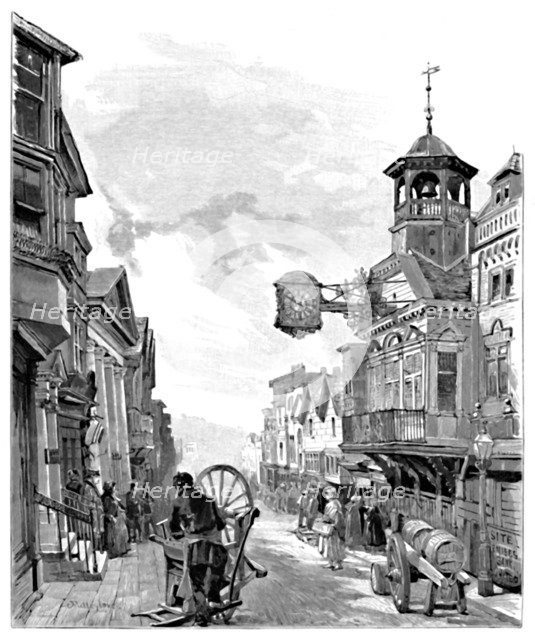 'Guildford: High Street, with the Town Hall', 1886. Artist: John Fulleylove.