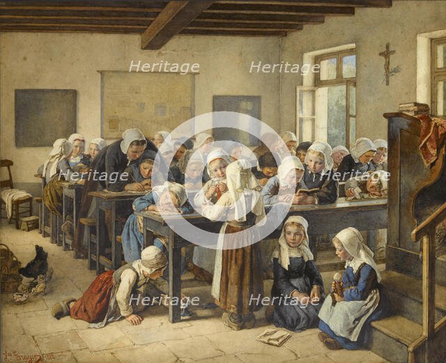 A Breton girls school  , 1882. Creator: Trayer, Jules (1824-1909).