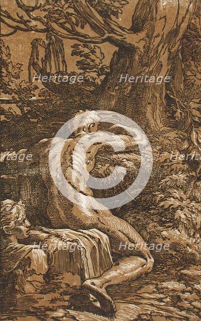 Man Seen from Behind, between c1527 and c1530. Creators: Antonio da Trento, Parmigianino.