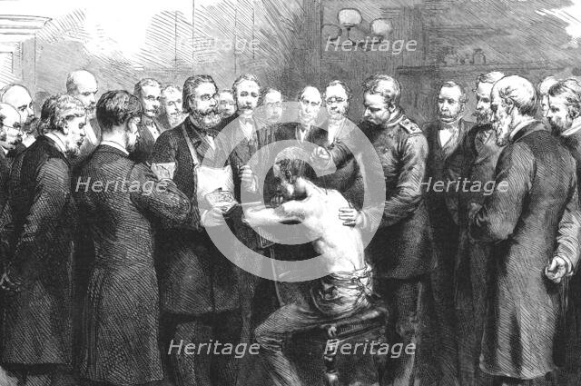 ''Dr. Koch's Treatment for Consumption at the Royal Hospital, Berlin; Professor Pfuhl Innoculating a Creator: Unknown.