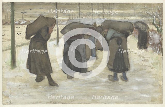 Women Carrying Sacks of Coal in the Snow, 1882. Creator: Gogh; Vincent; van (1853-1890).