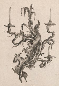 Design for a Three-Armed Candelabra, Plate 2 from an Untitled Series of Des..., Printed ca. 1750-56. Creator: Carl Pier.