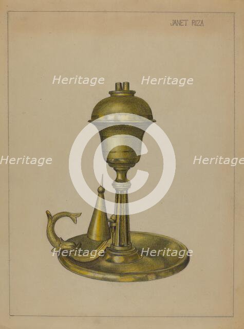 Sperm Oil Lamp, c. 1936. Creator: Janet Riza.