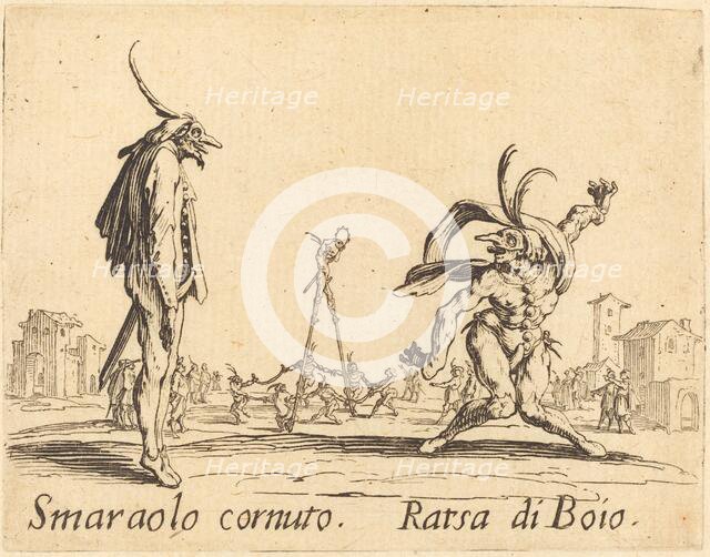 Smaralo Cornuto and Ratsa di Boio, c. 1622. Creator: Jacques Callot.