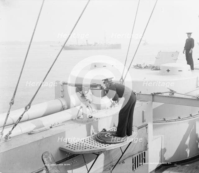 U.S.S. Iowa, machine gun, between 1897 and 1901. Creator: Unknown.