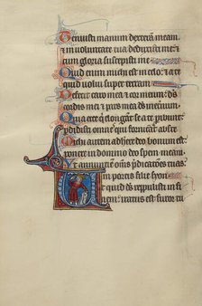 Initial U: A King; Initial U: A King with a Rock; Bute Psalter, text and illumination about 1285. Creator: Bute Master.