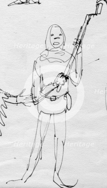 Peasant in hood, c1950. Creator: Shirley Markham.