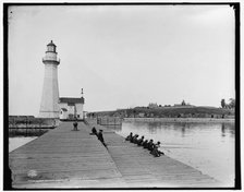 Light house and Fort Ontario, Oswego, N.Y., c1900. Creator: Unknown.