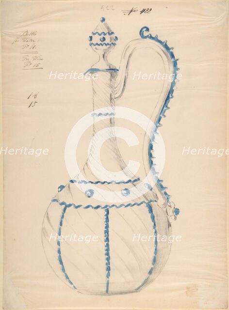 One of Twenty-Three Sheets of Drawings of Glassware (Mirrors, Chandeliers, Goblets, etc.), 1850-80. Creator: Compagnia di Venezia & Murano.