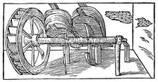 Bellows operated by a camshaft powered by a water wheel, 1540. Artist: Unknown