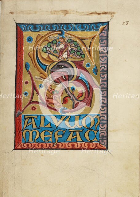 Initial S: Christ as the Bridegroom with the Bride; Psalter, third quarter of 13th century. Creator: Unknown.