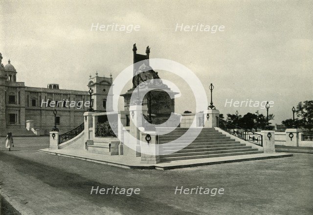 'Statue of Queen Victoria in front of Victoria Memorial Hall', 1925. Creator: Unknown.