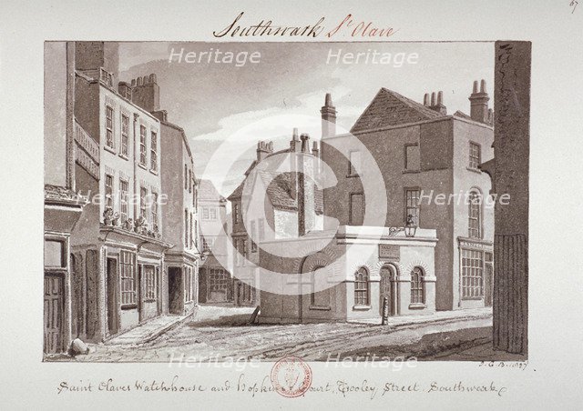 'Saint Olave's Watchhouse and Hopkin's Court near Tooley Street, Southwark', London, 1827. Artist: John Chessell Buckler