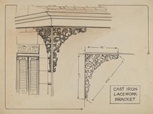 Iron Work on Balcony, c. 1936. Creator: Ray Price.