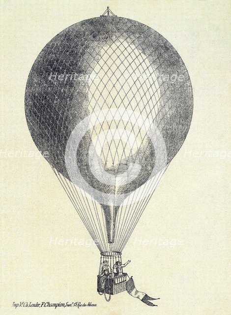 Three men in a Hot Air Balloon, 1800s. 