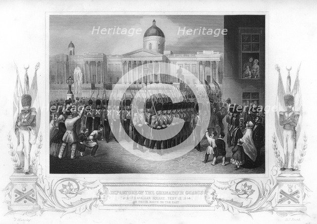 The departure of the Grenadier Guards, Trafalgar Square, London, 1854 (1857).Artist: DJ Pound