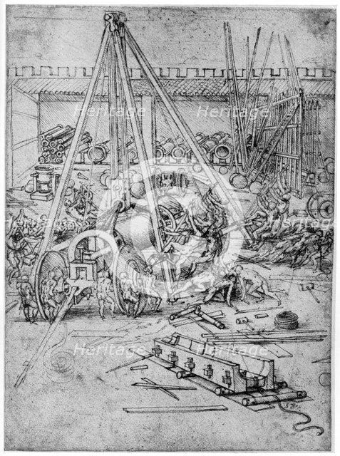 Cannon foundry, 1487 (1954).Artist: Leonardo da Vinci