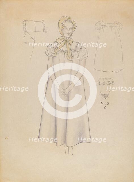 Nightgown and Cap, 1935/1942. Creator: Melita Hofmann.