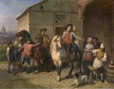 Horsemen at the Inn, 1856. Creator: Jean-Baptiste Madou.