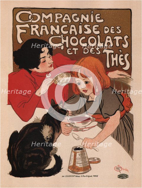 Compagnie Française des Chocolate et des Thés (Poster), 1895. Artist: Steinlen, Théophile Alexandre (1859-1923)