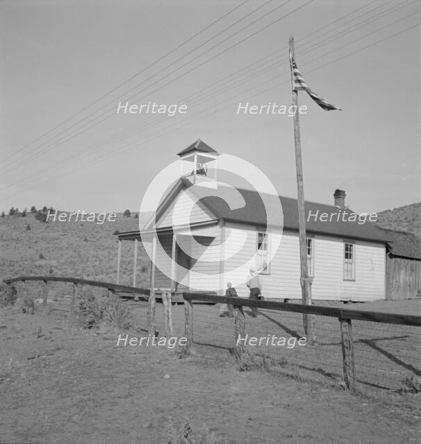 Nine a.m., four pupils attend this day, of the seven...eastern Oregon county school, 1939. Creator: Dorothea Lange.