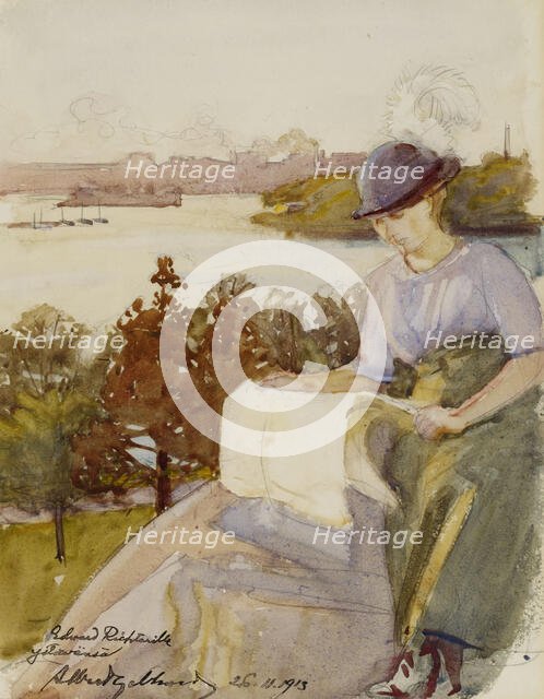 Woman Reading, 1913. Creator: Albert Gebhard.