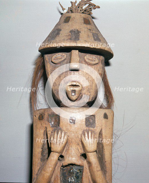 Native American carved wooden figure. Artist: Unknown