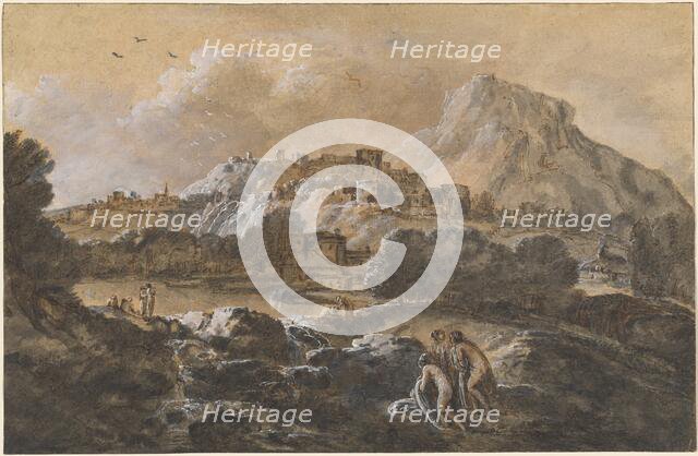 Mountainous River Landscape with Bathers, 1752/1770. Creator: Francesco Zuccarelli.