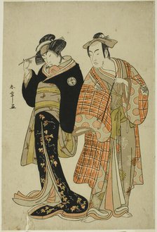 The Actors Matsumoto Koshiro IV and Segawa Kikunojo III as the Lovers Choemon (right)..., c. 1781. Creator: Shunsho.