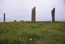 Standing stones of Stenness. Megalithic monument 3rd millennium BC, Orkney, 20th century. Artist: CM Dixon.