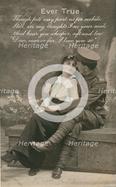 Romantic postcard featuring a soldier and his sweetheart, c1914-18. Artist: Unknown