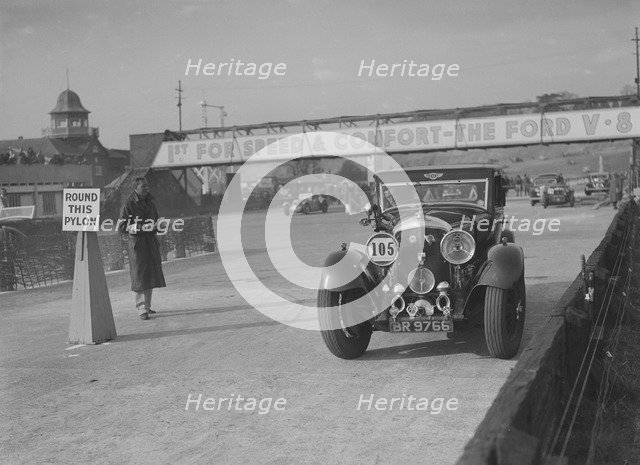 6.5 litre Bentley saloon competing in the JCC Rally, Brooklands, Surrey, 1939. Artist: Bill Brunell.
