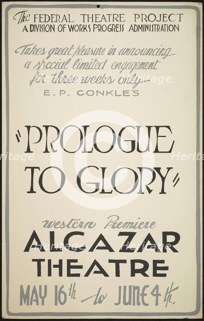 Prologue to Glory, San Francisco, 1938. Creator: Unknown.