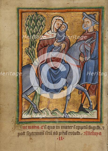 The Flight into Egypt; Illustrated Vita Christi..., about 1190-1200; text added about 1480-1490. Creator: Unknown.