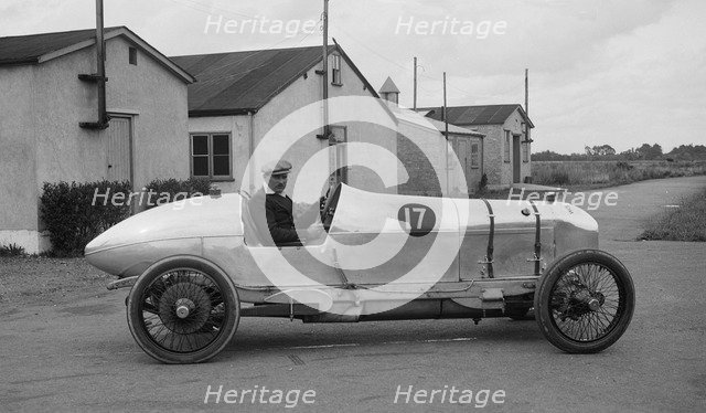 AG Miller in his Wolseley single-seater racer at Brooklands, Surrey, 1920s. Artist: Bill Brunell.