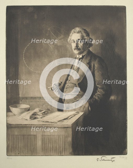 Portrait of Albert Einstein (1879-1955), 1921. Artist: Schmutzer, Ferdinand (1870-1928)