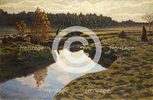 Autumn Ploughing in the Marshland, 1911. Creator: Almqvist, Ester (1869-1934).