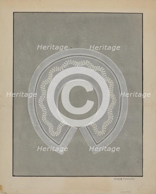 Embroidered Linen Collar, c. 1936. Creator: Marie Famularo.