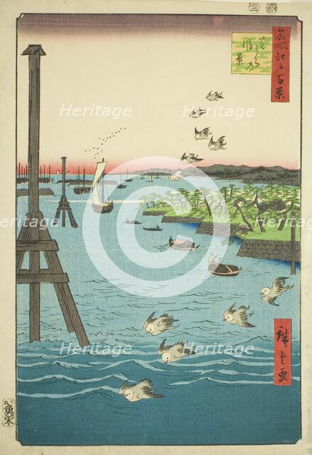 View of Shiba Bay (Shibaura no fukei), from the series "One Hundred Famous Views..., ", 1856. Creator: Ando Hiroshige.