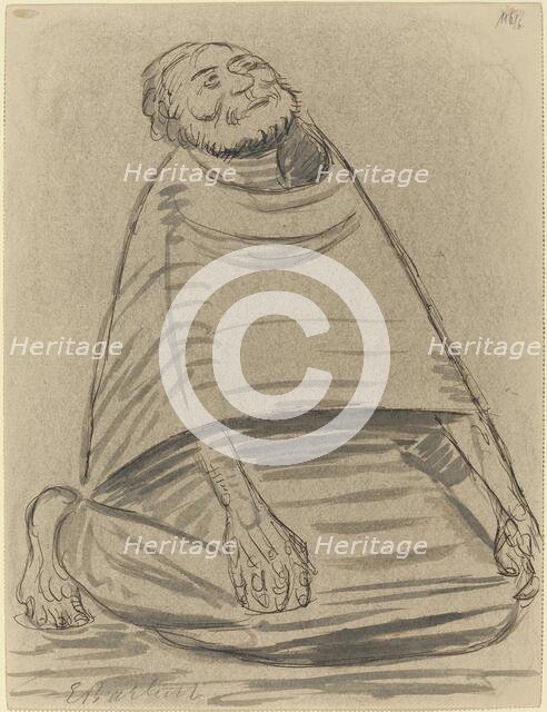 Man Kneeling, 1916. Creator: Ernst Barlach.