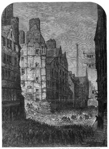 The fall of a house in High-Street, Edinburgh: searching for the dead and wounded by..., 1861. Creator: Unknown.