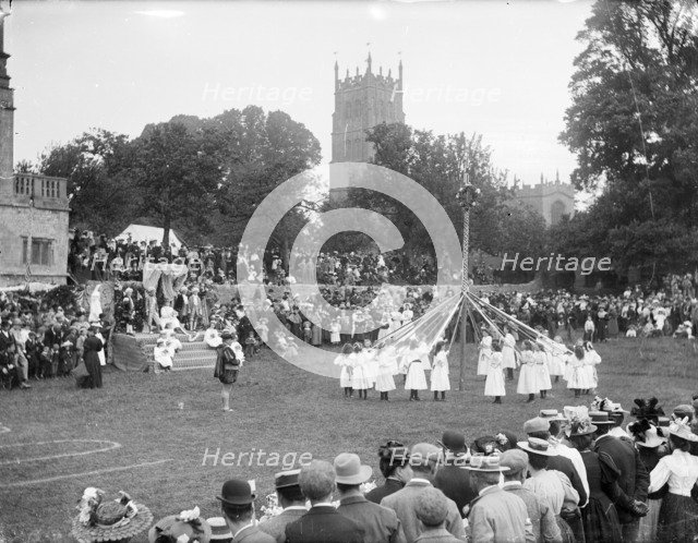 Children taking part in the village maypole dance at Chipping Campden, Gloucestershire. Artist: Henry Taunt