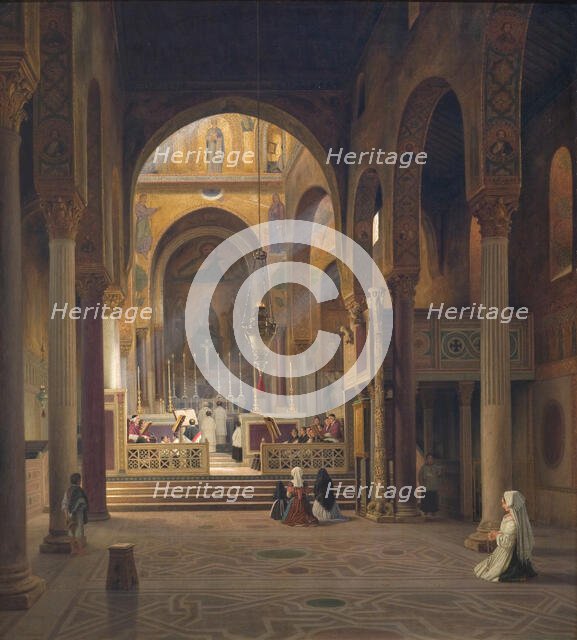Interior of the Capella Palatina in Palermo, Italy, 1842. Creator: Martinus Rorbye.