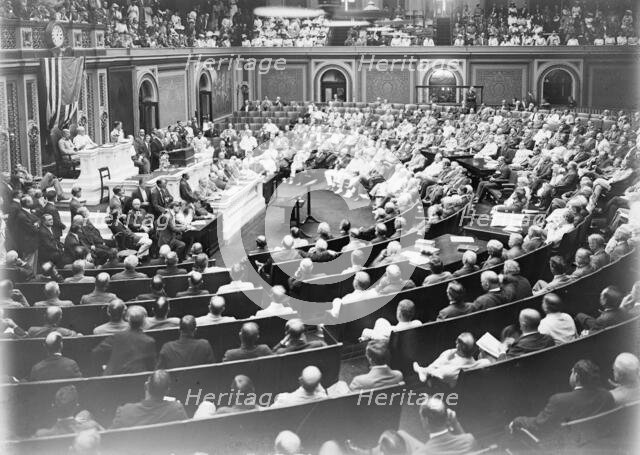 Wilson Delivering Address On Foreign Affairs, 1917. Creator: Harris & Ewing.