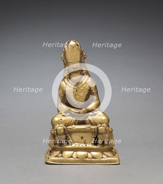 Crowned Buddha Seated on a Lion Throne, 700s. Creator: Unknown.