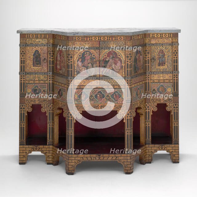 Sideboard and Wine Cabinet, London, 1859. Creators: William Burges, Nathaniel Hubert John Westlake, Harland & Fisher.